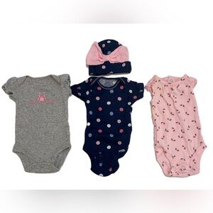 Gerber Child of Mine Just one you Newborn Baby Girl Onesies Bodysuits, 3-Pack